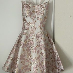 B darlin gold and dusty rose cocktail dress